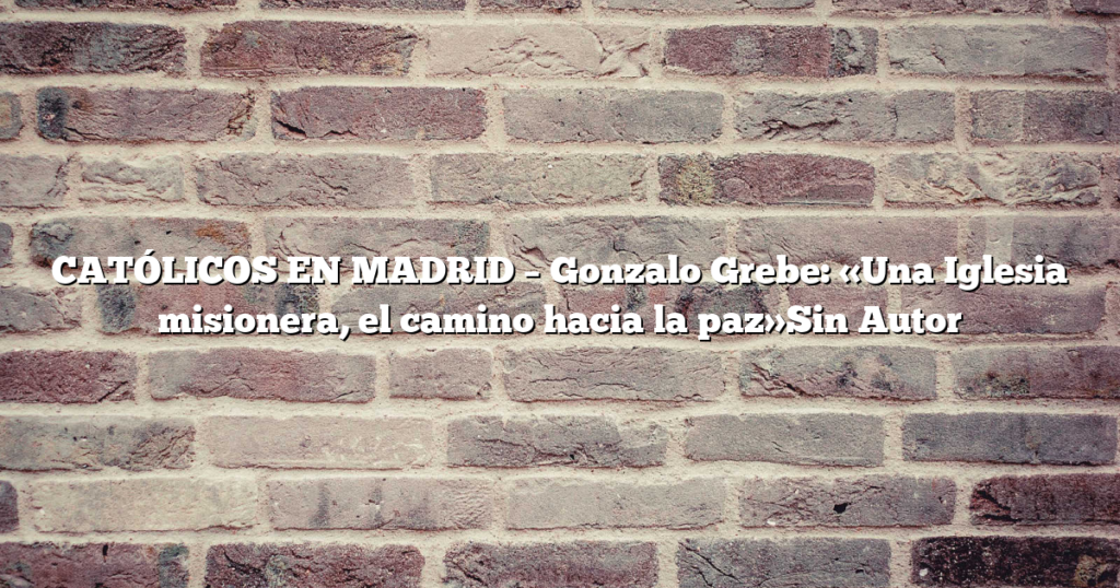 CATÓLICOS EN MADRID – Gonzalo Grebe: «Una Iglesia misionera, el camino hacia la paz»Sin Autor