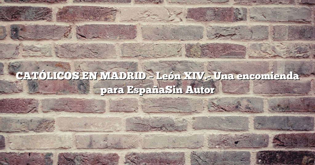 CATÓLICOS EN MADRID – León XIV.- Una encomienda para EspañaSin Autor