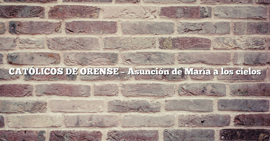 CATÓLICOS DE ORENSE – Asunción de María a los cielos