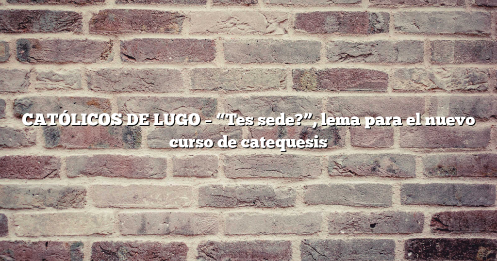 CATÓLICOS DE LUGO – “Tes sede?”, lema para el nuevo curso de catequesis