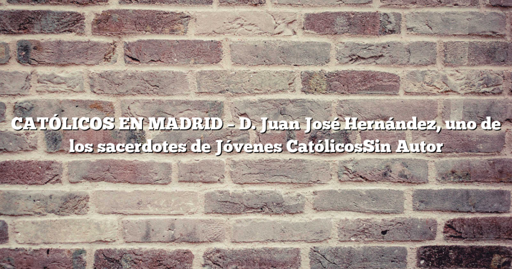 CATÓLICOS EN MADRID – D. Juan José Hernández, uno de los sacerdotes de Jóvenes CatólicosSin Autor