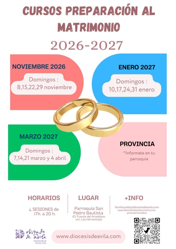 CATÓLICOS EN ÁVILA – ¿Te casas en 2027? Estas son las fechas de los cursos de preparación al matrimonio